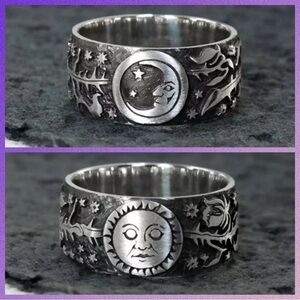 Sun and Moon Banded Boho Ring #1138